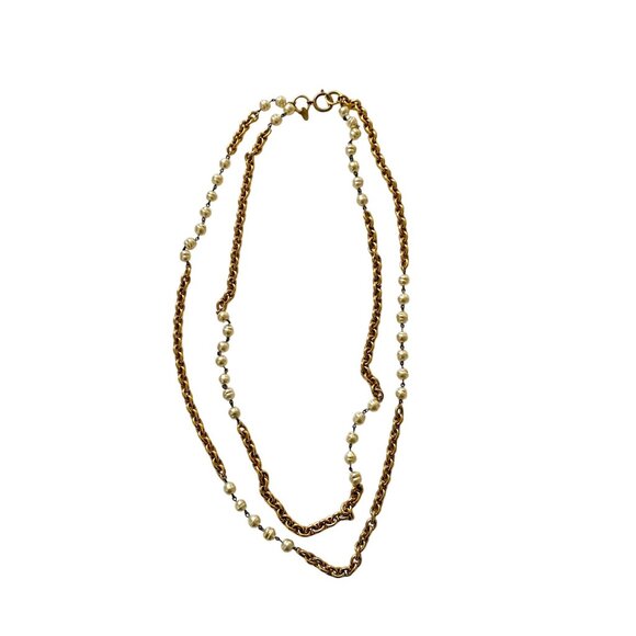 Vintage Chanel 1980s Double-Strand Faux Pearl Necklace 36”–CC Logo Clasp, box - Picture 3 of 15